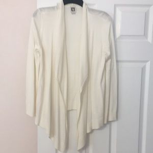 Anne Klein ecru cream color waterfall open cardigan w/ ribbed cuffs